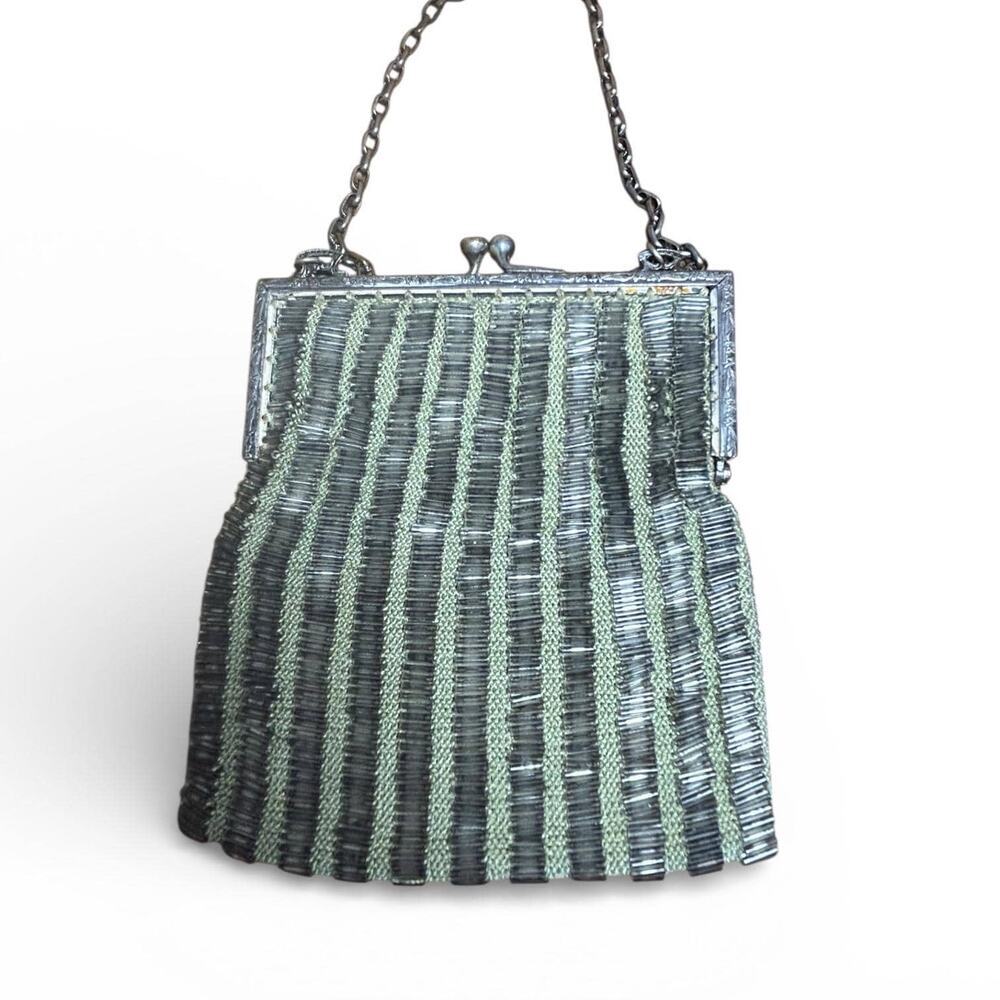 Vintage 1930s Art Deco Bugle Bead Evening Bag | Silver Tone Frame - Picture 4 of 12
